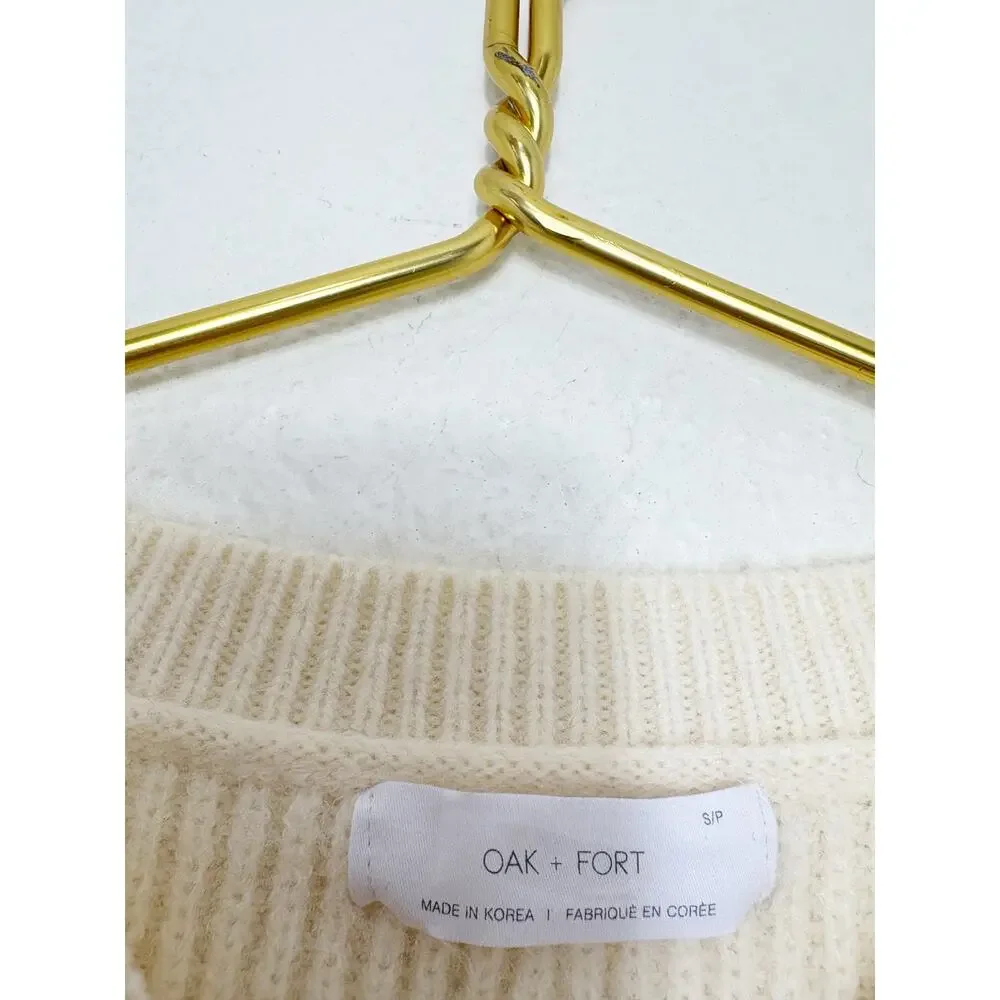 Oak + Fort Beige Knit Pullover with Knotted Front Detail Size Small Lightweight